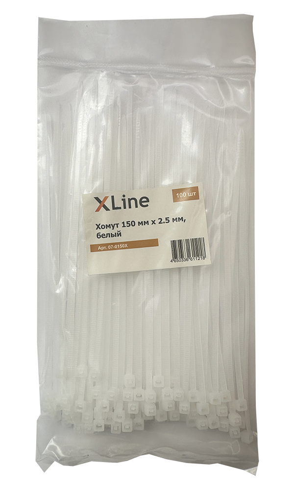 Хомут 150 мм x 2.5 мм X-Line, белый, 100 шт